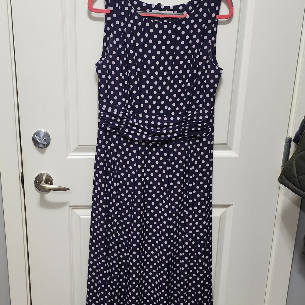 CLEO Purple and White Polkadot Sleeveless Maxi Dress Size M